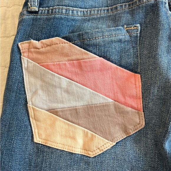 Frame Le Skinny de Jeanne w Neutral/Desert Color Block Patch Detail - Picture 5 of 13
